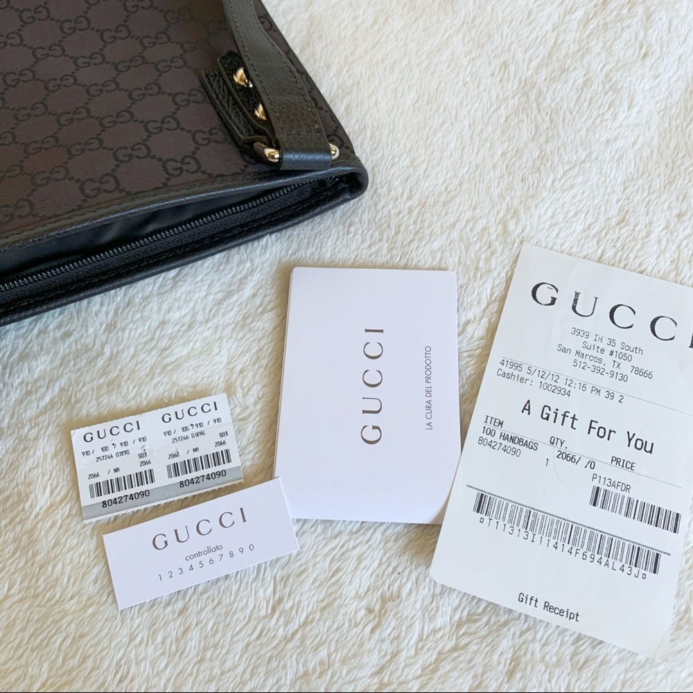 NWT Authentic Gucci Nylon GG Swing Messenger Bag Dark Brown - Picture 6 of 6